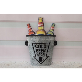 Blaszany Szyld - Cold Beer Here - Zimne Piwo - Reklama Bar Drinki Ozdoba