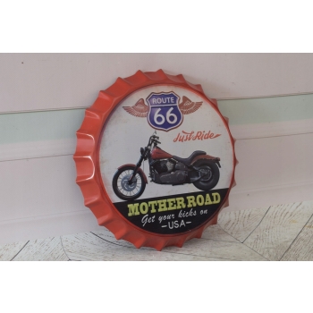 Blaszany Szyld Kapsel - Route 66 - Motor Motocykl - Ozdoba Prezent