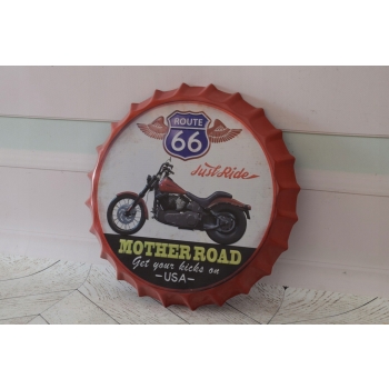 Blaszany Szyld Kapsel - Route 66 - Motor Motocykl - Ozdoba Prezent