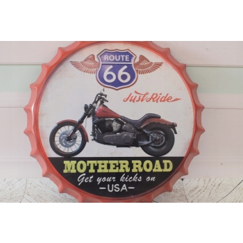 Blaszany Szyld Kapsel - Route 66 - Motor Motocykl - Ozdoba Prezent