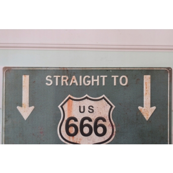 Blaszany Szyld - US 666 Hell - Droga Do Piekła Znak Drogowy Tablica Ozdoba