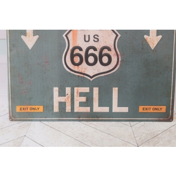 Blaszany Szyld - US 666 Hell - Droga Do Piekła Znak Drogowy Tablica Ozdoba