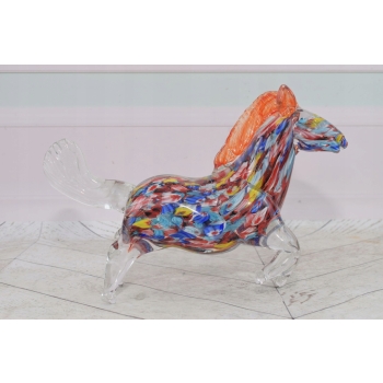 Szkło Murano Style - Kolorowy Koń Konik - Figura Rzeźba ze Szkła - Ozdoba