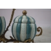Dwupoziomowa Szkatuła z Porcelany - Porcelana + Brąz - Bomboniera Ozdoba