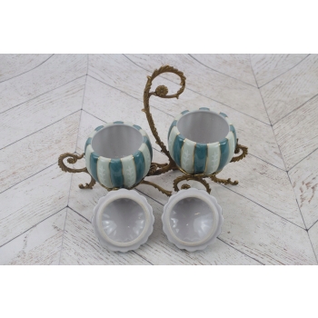 Dwupoziomowa Szkatuła z Porcelany - Porcelana + Brąz - Bomboniera Ozdoba