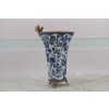 Porcelanowy Wazon - Amfora Waza - Porcelana + Brąz - Kwiaty Ważka - Ozdoba