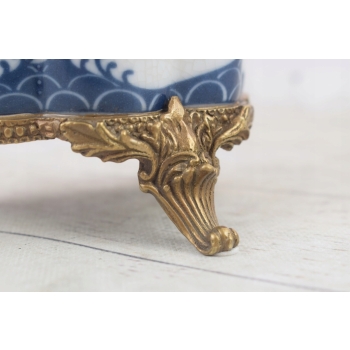 Porcelanowy Wazon - Amfora Waza - Porcelana + Brąz - Kwiaty Ważka - Ozdoba