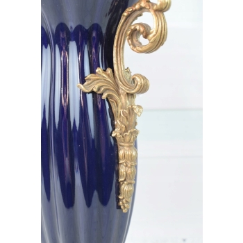 Porcelanowy Wazon - Amfora Waza - Fiolet - Porcelana + Brąz - Anioły Ozdoba