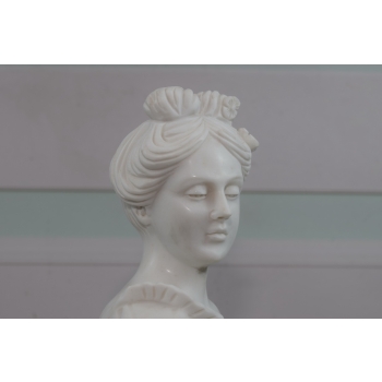 Marmurowa Figura - Popiersie Kobiety z Kwiatami - Figura Rzeźba Marmur