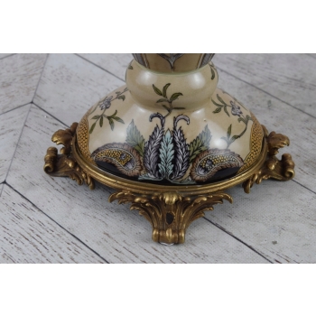 Porcelanowy Wazon - Amfora Waza - Kwiaty - Porcelana + Brąz - Anioły Ozdoba