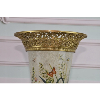 Pałacowy Porcelanowy Wazon - Waza - Złote Anioły - Porcelana + Brąz Ozdoba