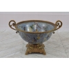 Niebieska Porcelanowa Patera - Porcelana + Brąz - Owocnik - Ptaki - Ozdoba