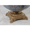 Niebieska Porcelanowa Patera - Porcelana + Brąz - Owocnik - Ptaki - Ozdoba