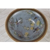 Niebieska Porcelanowa Patera - Porcelana + Brąz - Owocnik - Ptaki - Ozdoba