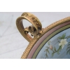 Niebieska Porcelanowa Patera - Porcelana + Brąz - Owocnik - Ptaki - Ozdoba