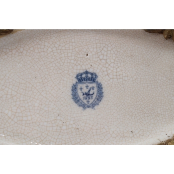 Muzealna Patera Porcelanowa - Secesja Wazon Amfora Porcelana + Brąz Ozdoba