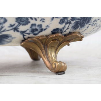 Muzealna Patera Porcelanowa - Secesja Wazon Amfora Porcelana + Brąz Ozdoba