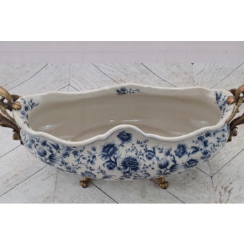 Muzealna Patera Porcelanowa - Secesja Wazon Amfora Porcelana + Brąz Ozdoba
