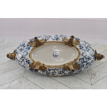 Muzealna Patera Porcelanowa - Secesja Wazon Amfora Porcelana + Brąz Ozdoba
