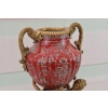 Czerwona Porcelanowa Amfora - Puchar Waza - Porcelana + Brąz - Nimfy