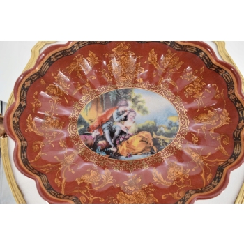 Patera Porcelanowa 4 Anioły - Czerwona Porcelana Anioł Amor - Miłosna Scena