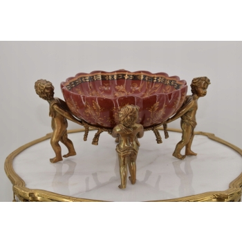 Patera Porcelanowa 4 Anioły - Czerwona Porcelana Anioł Amor - Miłosna Scena