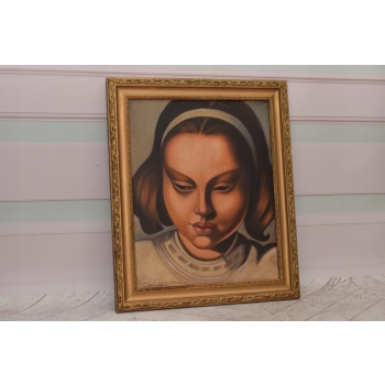 T De Łempicka - Portret Dziewczyny w Opasce na Głowie - Obraz Olejny