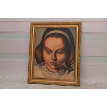 T De Łempicka - Portret Dziewczyny w Opasce na Głowie - Obraz Olejny