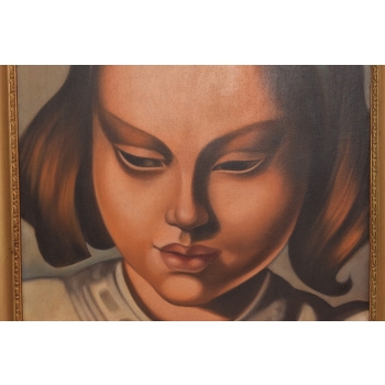 T De Łempicka - Portret Dziewczyny w Opasce na Głowie - Obraz Olejny