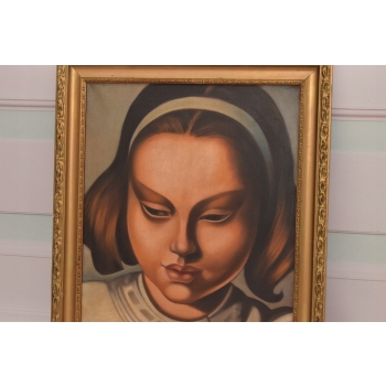 T De Łempicka - Portret Dziewczyny w Opasce na Głowie - Obraz Olejny