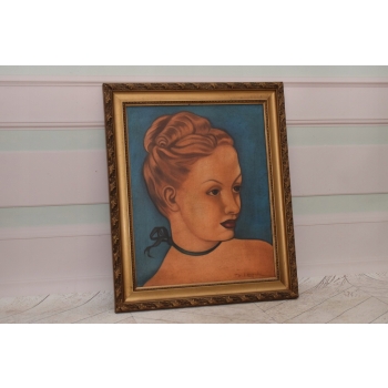 T De Łempicka - Portret Dziewczyny - Kobieta z Kokiem - Obraz Olejny