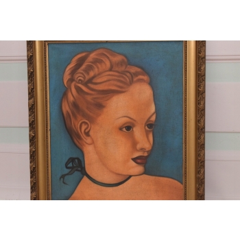 T De Łempicka - Portret Dziewczyny - Kobieta z Kokiem - Obraz Olejny