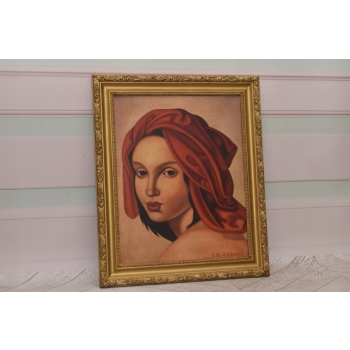 T De Łempicka - Portret Dziewczyny - Kobieta w Turbanie - Obraz Olejny