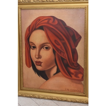 T De Łempicka - Portret Dziewczyny - Kobieta w Turbanie - Obraz Olejny