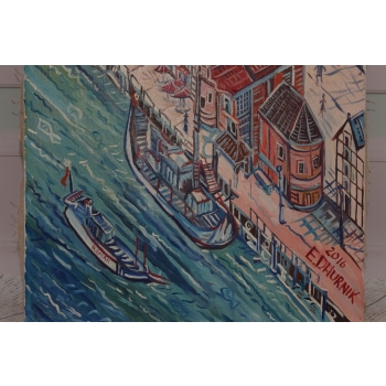E. DWURNIK 2016 - Gdański Pejzaż - Miasto Gdańsk Port - Obraz Sztuka