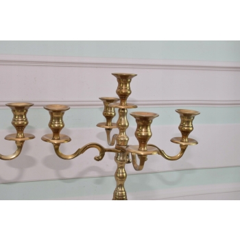 Komplet Świeczników Mosiężnych - Świecznik Lichtarz 5 Ramienny - Mosiądz