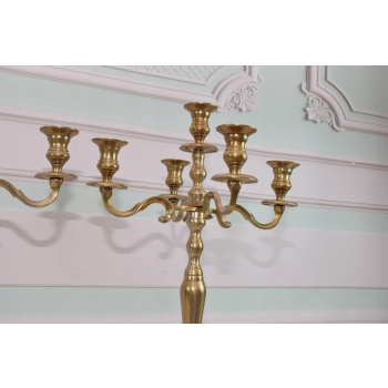 Komplet Świeczników Mosiężnych - Świecznik Lichtarz 5 Ramienny - Mosiądz