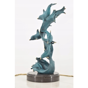 Kaskada Delfinów - Delfin - Figura Rzeźba z Brązu Patynowanego - Prezent