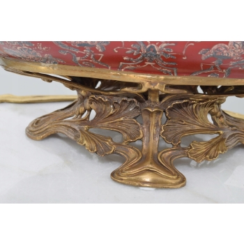 Ogromna Patera Pałacowa - Porcelana + Brąz - Czerwona - Anioły Amory Ozdoba