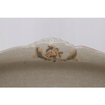 Ogromna Patera Pałacowa - Porcelana + Brąz - Czerwona - Anioły Amory Ozdoba