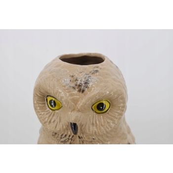 Porcelanowy Wazon - Mądra Sowa - Porcelana Figura Rzeźba - Ozdoba Prezent