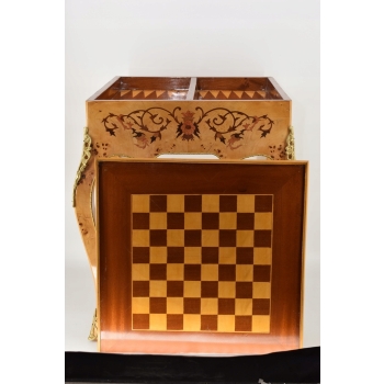 Drewniany Stolik Szachowy - Stół Art Deco - Drewno - Barok - Uszkodzony