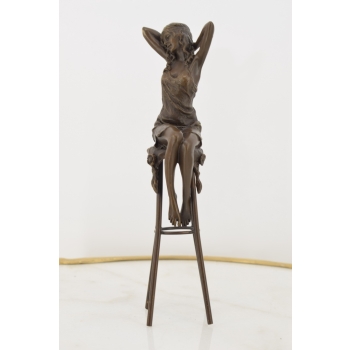 Kobieta Na Krześle - Figura z Brązu - Akt Damy Modelka - Prezent ozdoba