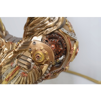 Mechaniczny Kogut - Kogucik Kura - Figura Rzeźba z Tworzywa - Złocona
