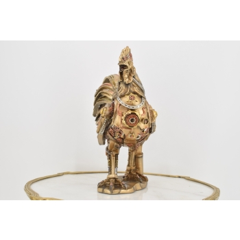 Mechaniczny Kogut - Kogucik Kura - Figura Rzeźba z Tworzywa - Złocona