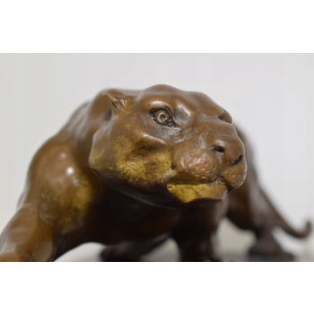 Przyczajona Puma - Pantera Gepard - Figura Rzeźba z Brązu - Prezent Ozdoba