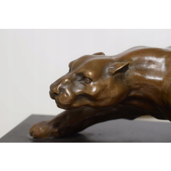 Przyczajona Puma - Pantera Gepard - Figura Rzeźba z Brązu - Prezent Ozdoba