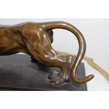Przyczajona Puma - Pantera Gepard - Figura Rzeźba z Brązu - Prezent Ozdoba