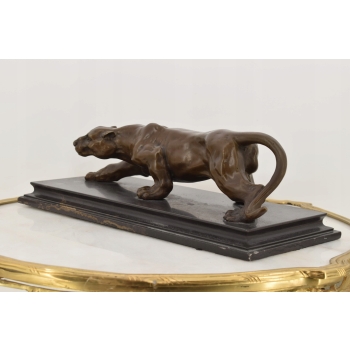 Przyczajona Puma - Pantera Gepard - Figura Rzeźba z Brązu - Prezent Ozdoba