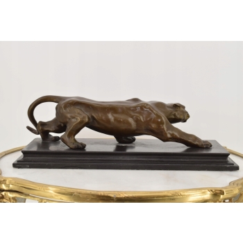 Przyczajona Puma - Pantera Gepard - Figura Rzeźba z Brązu - Prezent Ozdoba